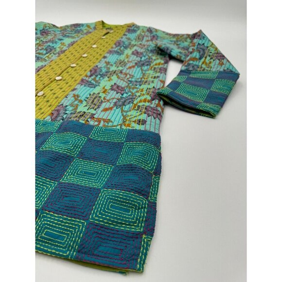 Rara Avis by Iris Apfel Mixed Quilted Printed Coat Multicolored Women Size Mediu - Picture 4 of 16